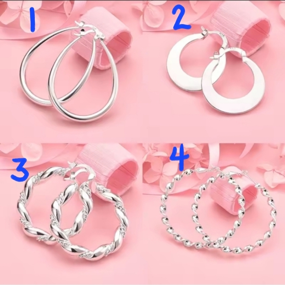 925 Sterling Silver Hoop Earrings High Quality Big Circle Round Jewelry 4.5CM